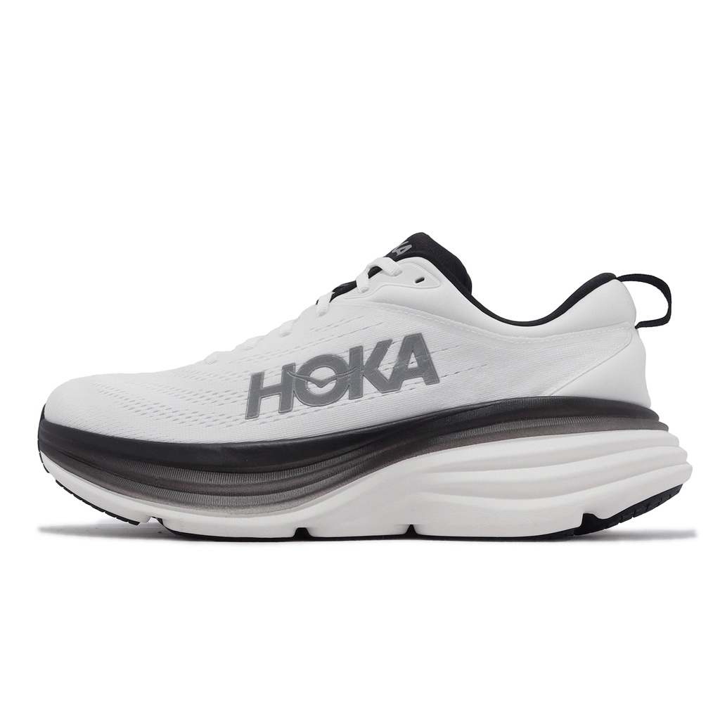 Hoka 慢跑鞋 Bondi 8 2E 路跑 緩震 厚底 白 黑 穿搭 寬楦 男鞋【ACS】 1127953WBLC