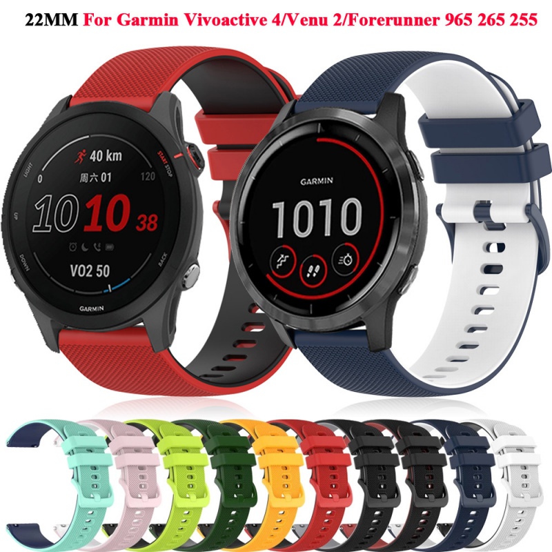 22 毫米運動矽膠錶帶適用於 Garmin Vivoactive 4 快速釋放錶帶 Forerunner 265 255