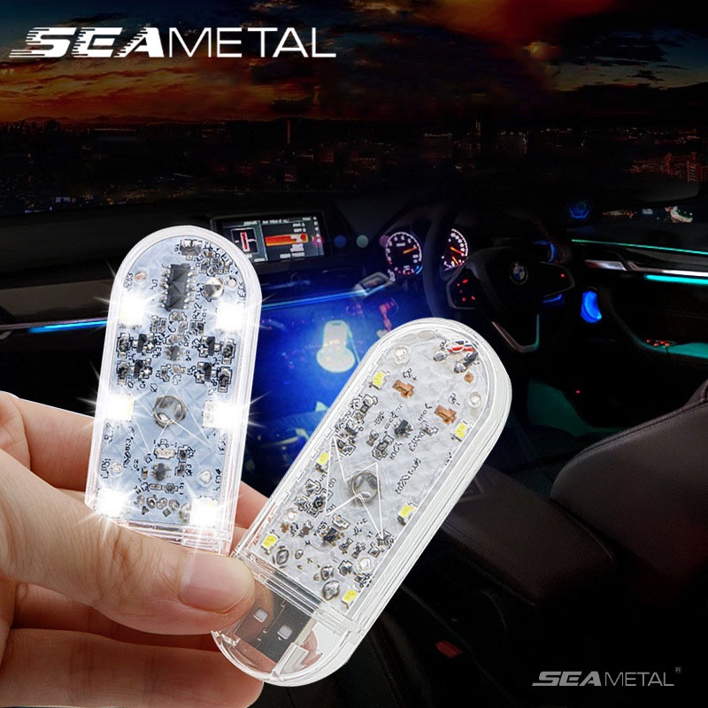 SEAMETAL多功能LED觸摸燈七彩車內無線迷你車載吸頂可充電USB閱讀燈高亮度燈泡