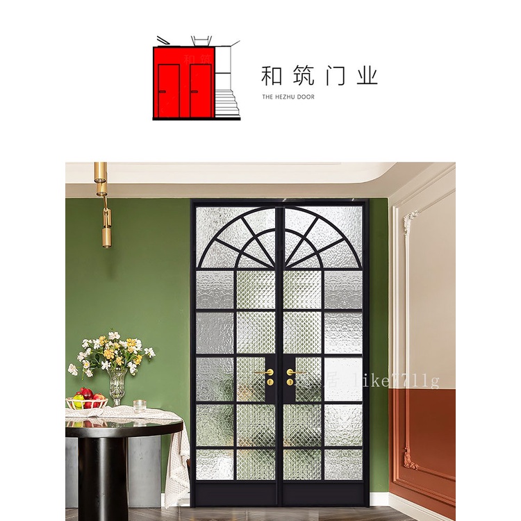 [客製]鈦鎂合金長虹玻璃門復古風老上海風格鐵藝門衛生間門廚房門陽台門