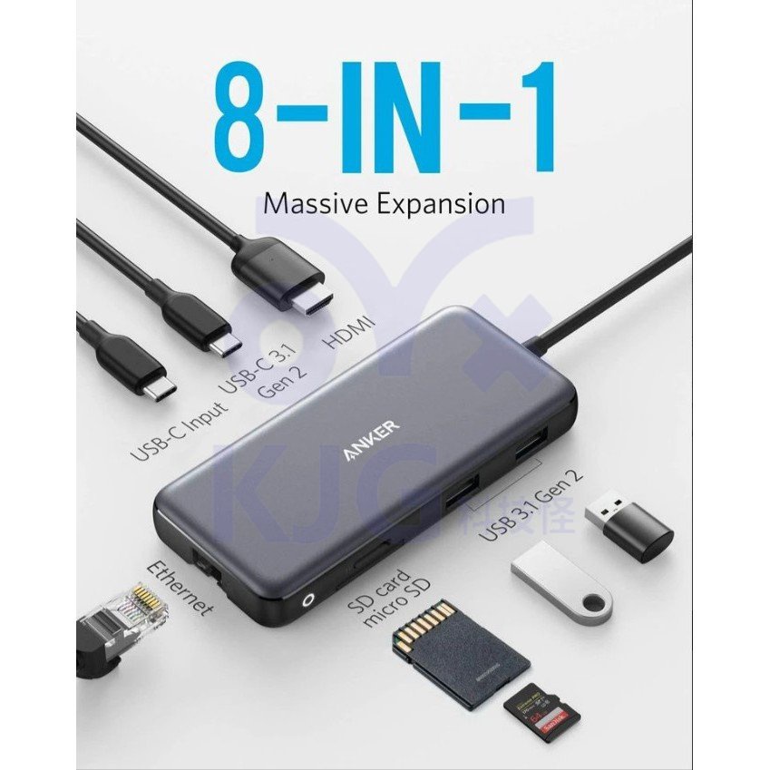 Anker 8in1 Hub USB-C  USB3.0 HDMI 100W  A8383 集線器 筆電分線器 分線器