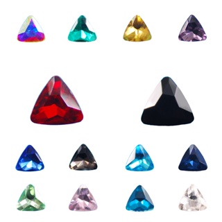 6 毫米三角形玻璃點背水鑽閃光水晶寶石裝飾婚紗 DIY 寶石