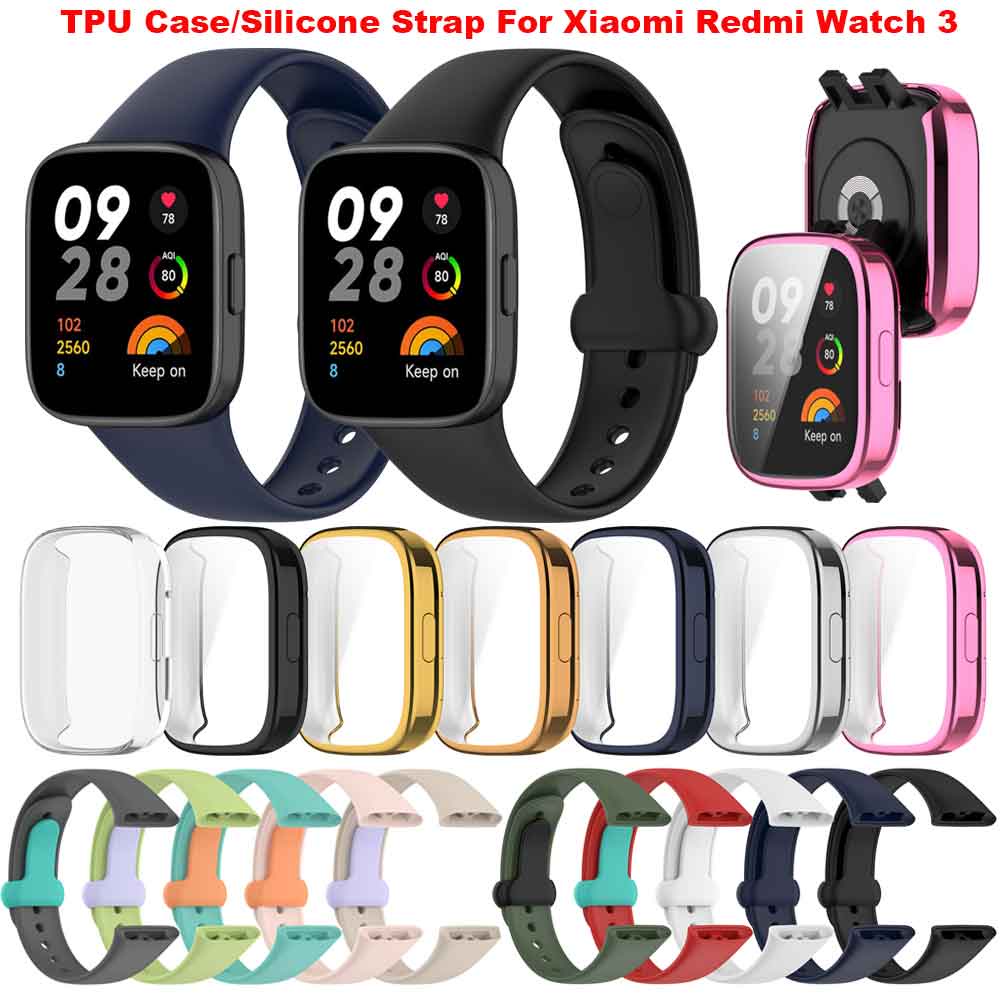 適用於 Redmi Watch 3 TPU 保護殼的 Redmi Watch 3 錶帶智能手錶手鍊運動替換腕帶矽膠錶帶