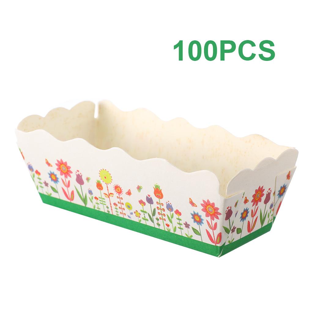 {broxah} 顏色隨機 100 件紙杯蛋糕紙杯鬆餅用品生日太長方形節日烘焙甜點家用包裝紙
