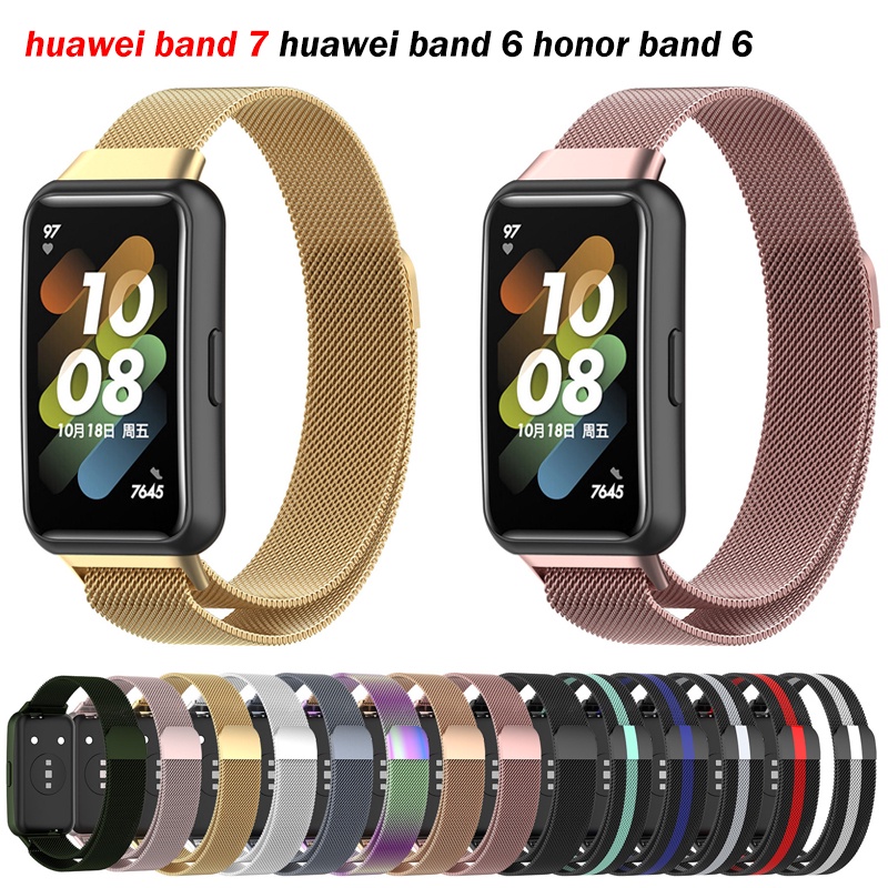 Milan 磁環錶帶適用於華為 Honor Band 7 6 智能腕帶替換手鍊適用於華為 Band 6 pro 金屬腕帶