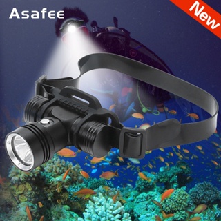Asafee 潛水頭燈 100 米水下頭燈白光 1000Lm Xml L2 Led 水肺手電筒手電筒防水 Ipx8 18