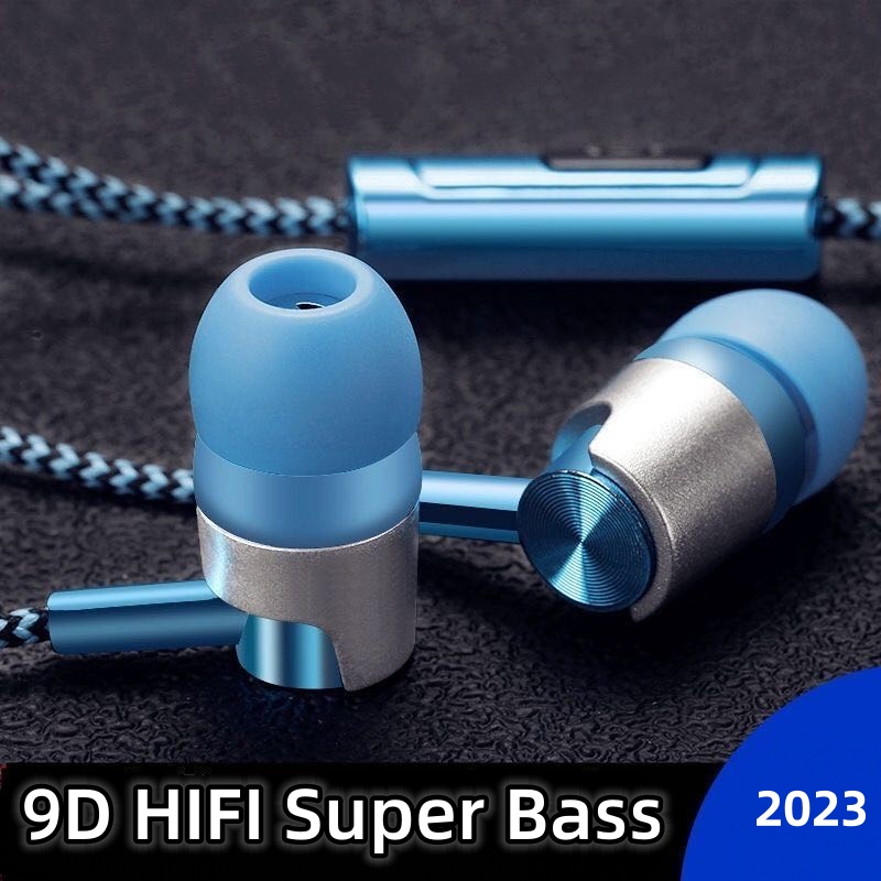 9d HIFI超重低音有線遊戲耳機耐磨尼龍繩編織線耳機手機通用耳機入耳式有線耳機