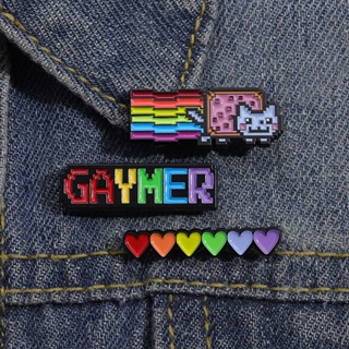 彩虹系列遊戲靈感胸針貓背包徽章送給朋友服裝配飾的禮物