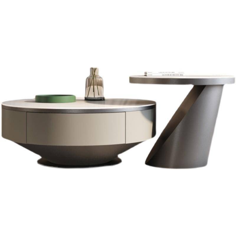 板岩大小茶桌電視櫃茶几式輕小戶型客廳組簡約圓形奢現代合意家用jX