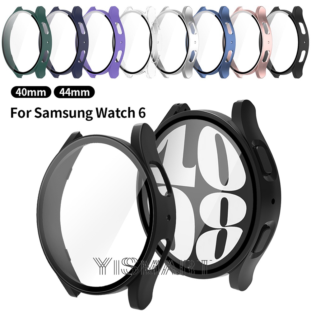 SAMSUNG 適用於三星 Galaxy Watch 6 保護套 保護殼+玻璃 40 毫米 44 毫米屏幕保護膜 PC