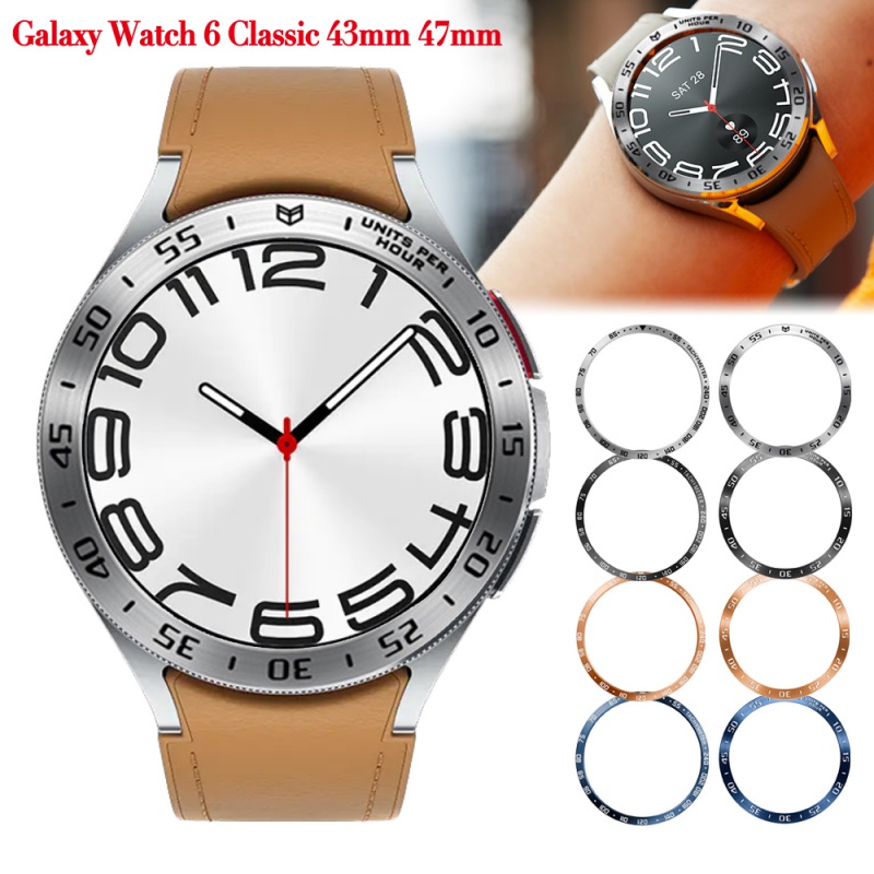 適用於三星 Galaxy Watch 6 classic 43 47mm 不銹鋼保護圈 金屬刻度錶圈