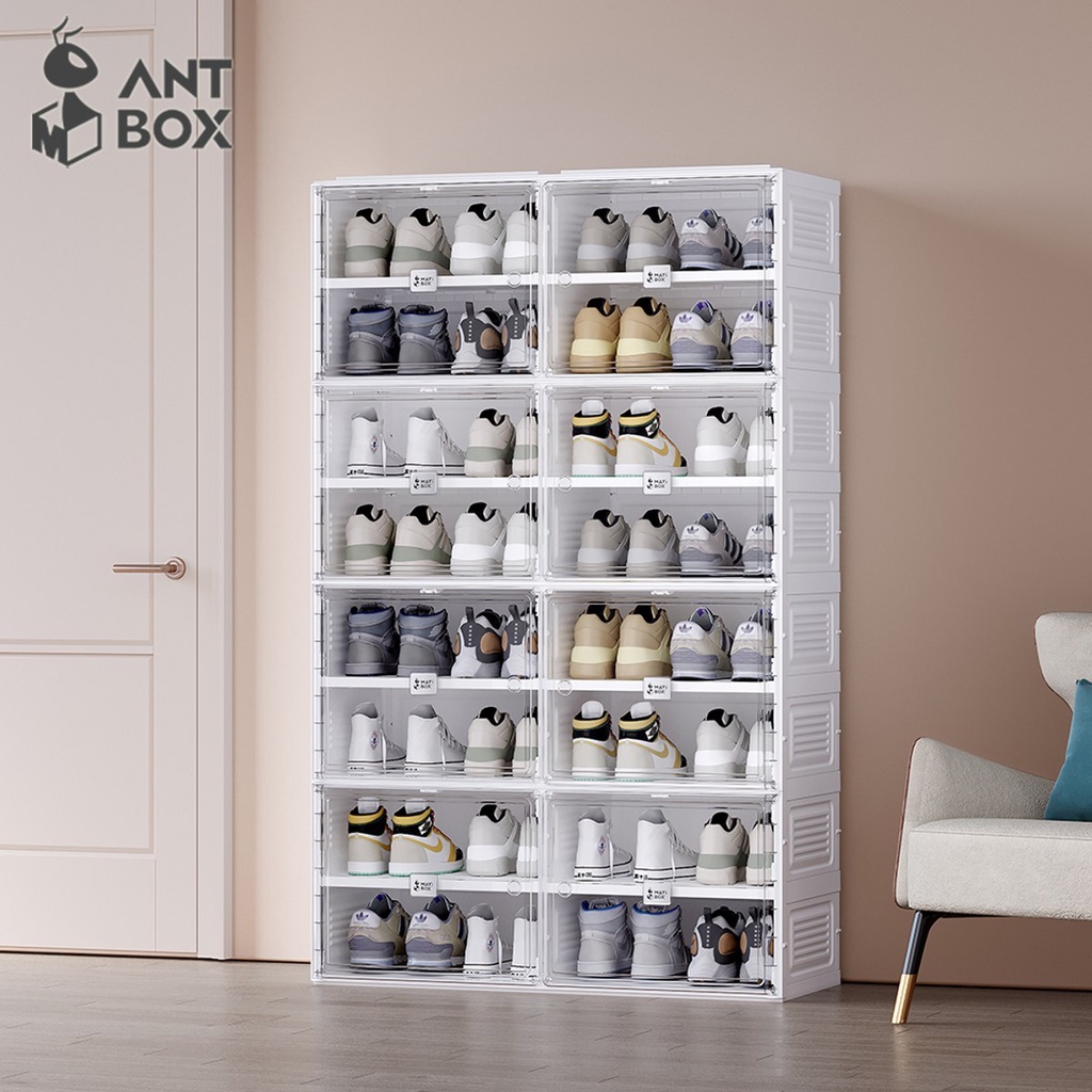 【hoi! 好好生活】【ANTBOX 螞蟻盒子】免安裝折疊式鞋櫃16格（無色款）/DIY商品