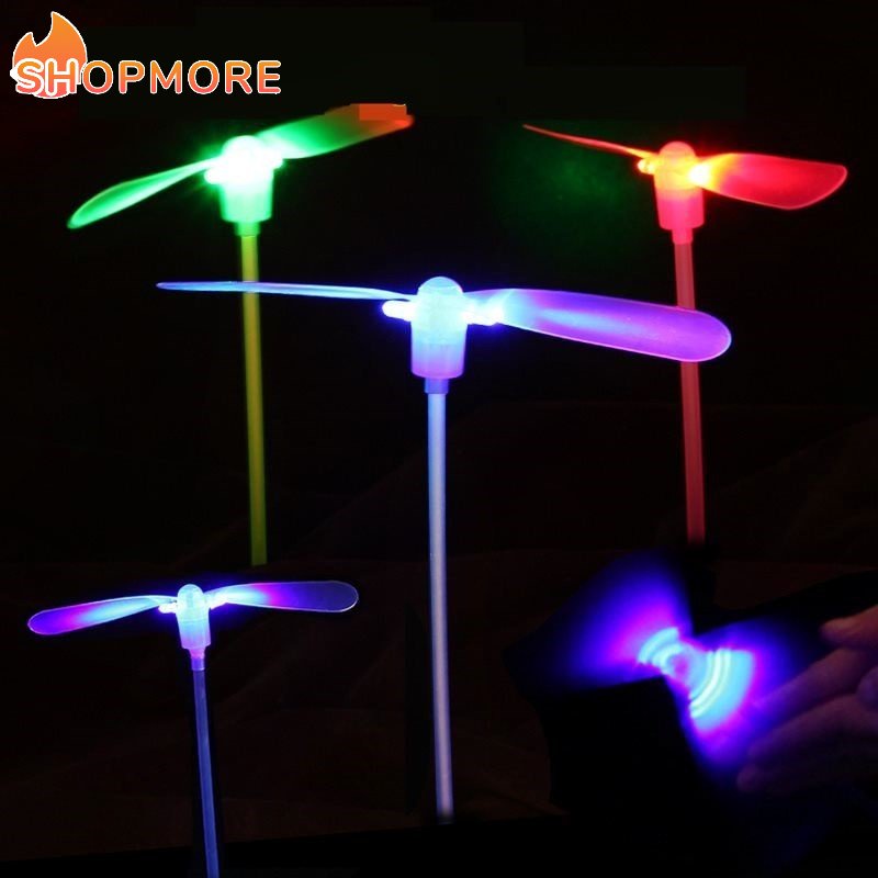 [奇妙] Led 隨機顏色竹發光旋轉玩具/蜻蜓飛行螺旋槳玩具兒童