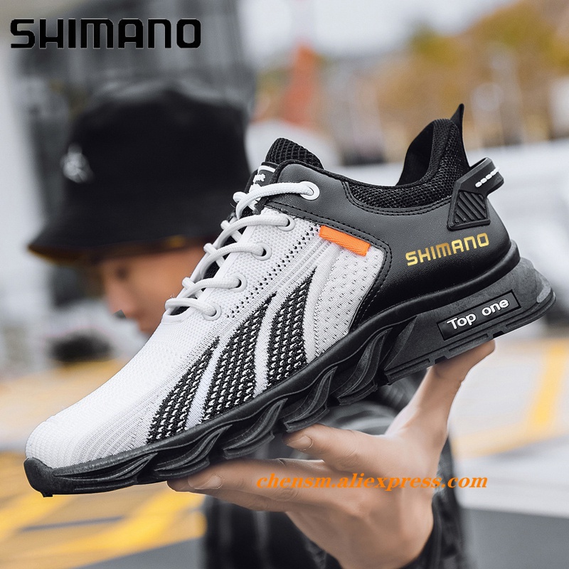 Shimano 新款男鞋釣魚運動鞋彈力戶外運動野營透氣騎行步行舒適男士防滑休閒鞋透氣運動鞋