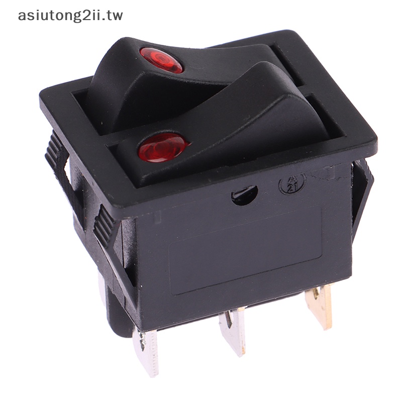 [asiutong2ii] Kcd3-606 雙翹板開關帶燈開/關 6Pin 電源按鈕開關電烤盤電暖器開關 16A~25