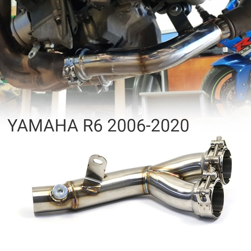 機車改裝排氣管中段 適用於雅馬哈R6 YZF-R62006-2020去原車鼓 去回壓包 三元催化中段