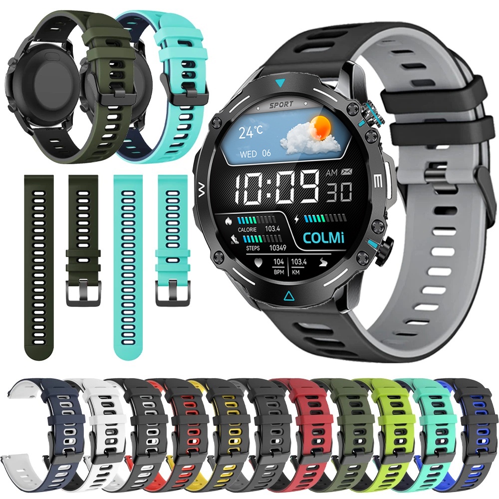 用於 COLMI M42 M41 游泳矽膠軟錶帶 20 毫米 22 毫米皮帶更換配件的運動橡膠錶帶