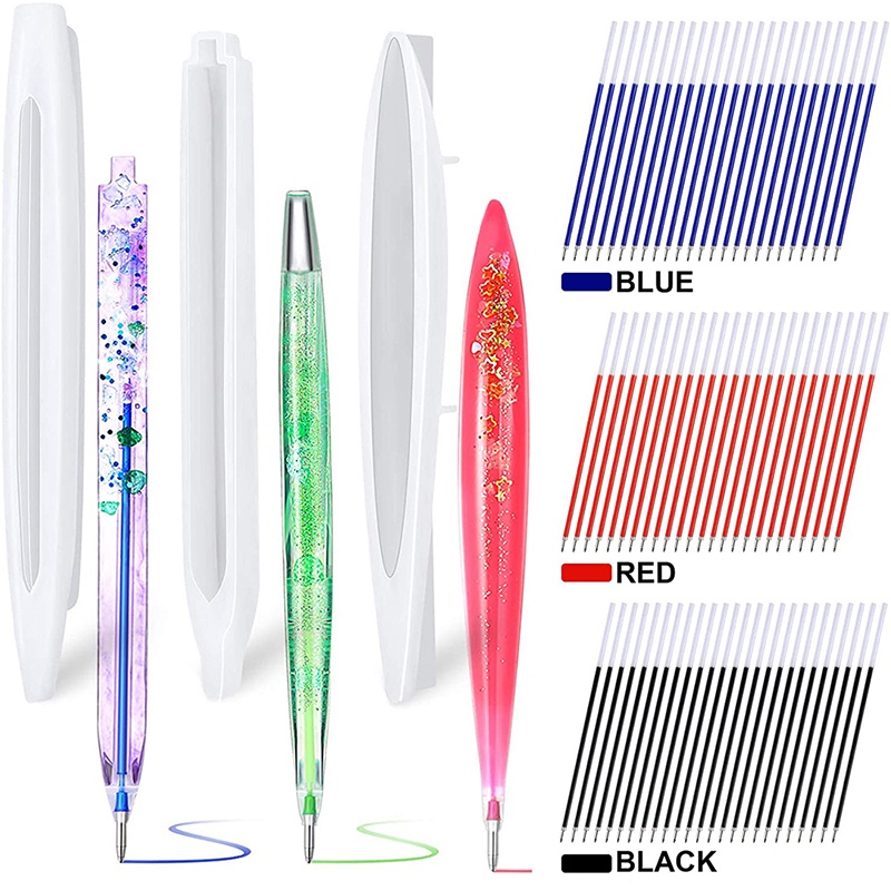 CC 3Styles 透明樹脂筆矽膠模具裝飾工藝品 DIY 圓珠筆環氧樹脂飾品帶筆芯