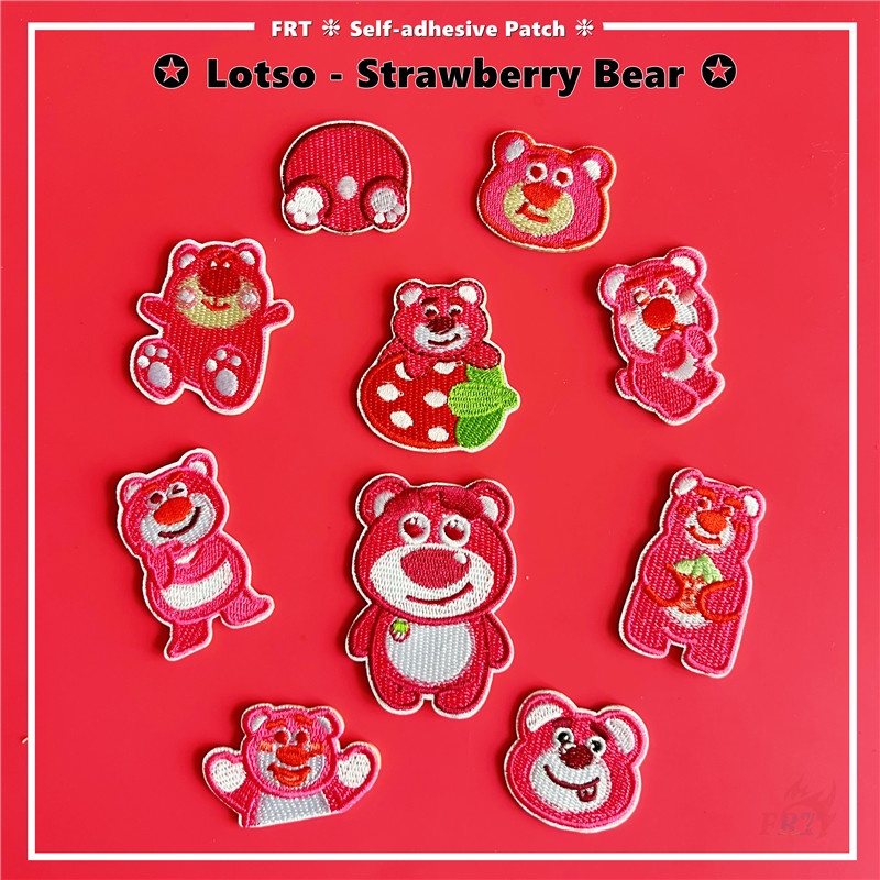 ☸ 草莓熊 Q-2 Lotso 不干膠貼紙貼片 ☸ 1 件 DIY 熨斗縫在衣服袋配件裝飾徽章補丁上
