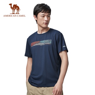 American CAMEL男士戶外速乾短袖T恤酷感徒步運動