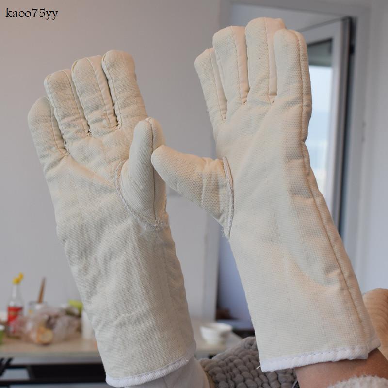 隔熱防燙手套五指加長烤箱微波爐耐高溫防燙耐磨隔熱加厚勞保防護工業烘培手套