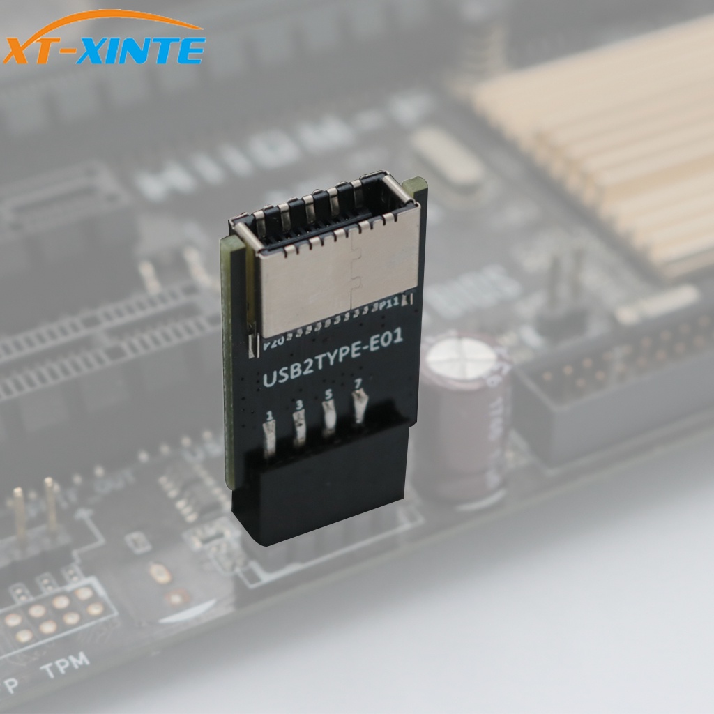 Xt-xinte USB 2.0 9pin 前面板接頭轉 Type-E 內部適配器,帶 5V 電源 LED