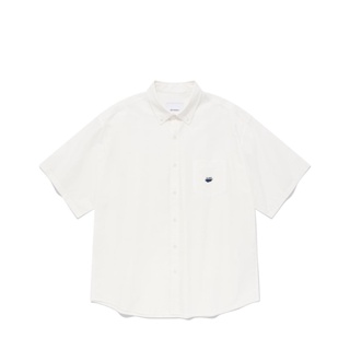 [COVERNAT] 鯨魚LOGO刺繡 純色 短袖襯衫（白色） [G8]