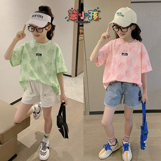 【BXH】110-160CM 女童短袖上衣 女童t恤 韓版夏裝短袖兒童上衣 中大童衣服