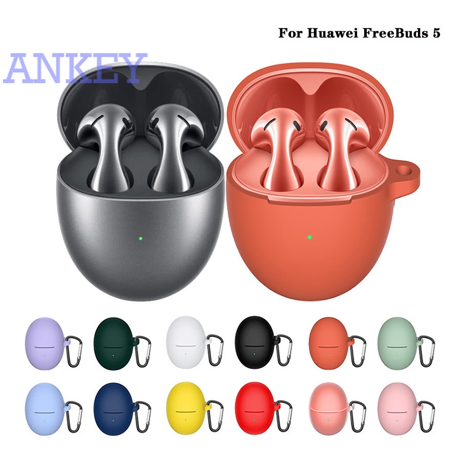 適用於華為 FreeBuds 5 保護套防震矽膠耳機套純色耳機配件盒 FreeBuds5 保護套