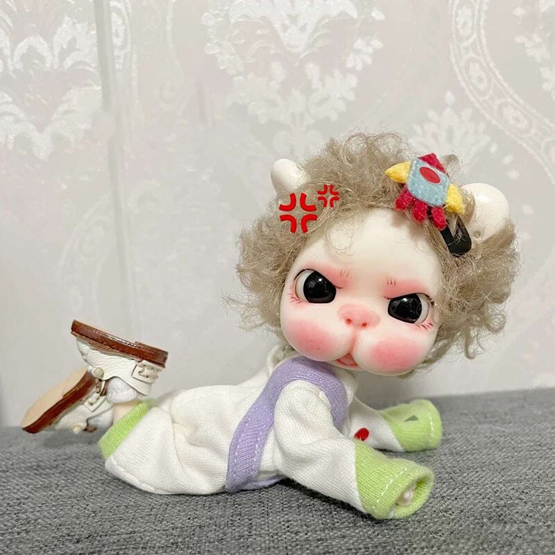 BJD 娃娃 1/8 憤怒兔子造型頭藝術時尚玩具女孩禮物 SD娃娃 可愛娃娃
