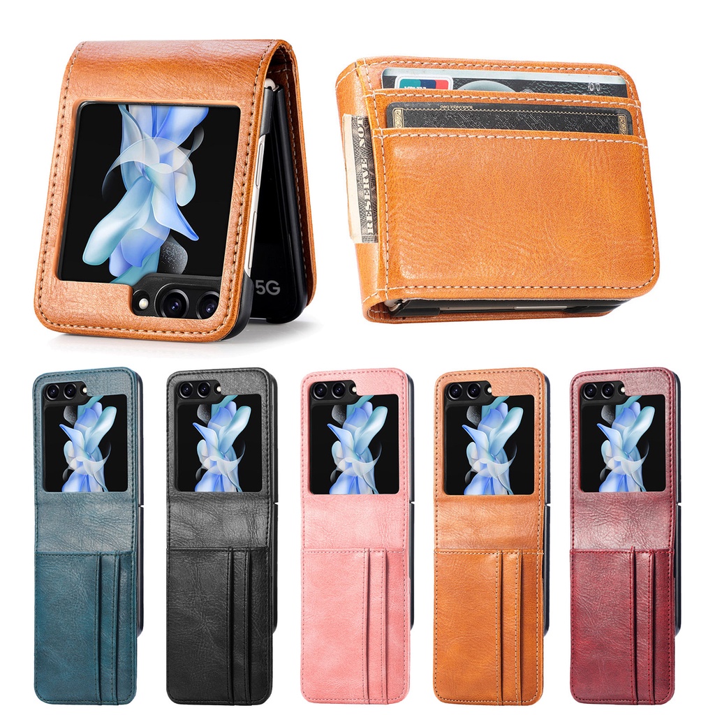 多功能多卡錢包手機殼適用於三星Galaxy Z Flip 5 Z Flip 4 Z Flip 3 Z Flip 2摺疊屏