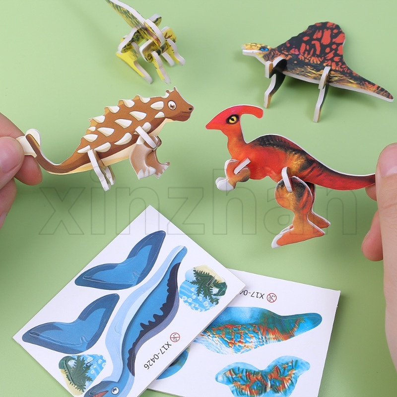 10 件裝兒童立體恐龍拼圖/3-D 飛機紙模型/創意幼兒園手工拼圖/趣味昆蟲紙拼圖玩具