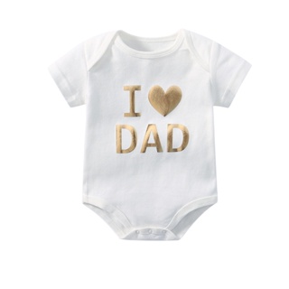 新生女嬰男孩 0-24 個月白色棉質短袖 t 恤印花嬰兒衣服我愛爸爸 ZFMS