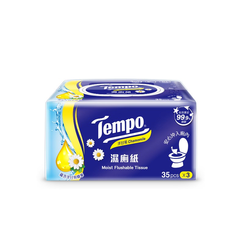 Tempo洋甘菊濕式衛生紙3包裝X8袋
