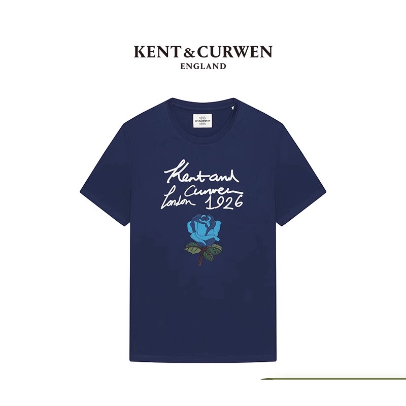 Kent&amp;curwen/kendiwen 新款中性玫瑰印花短袖T恤情侶款K4770EI111