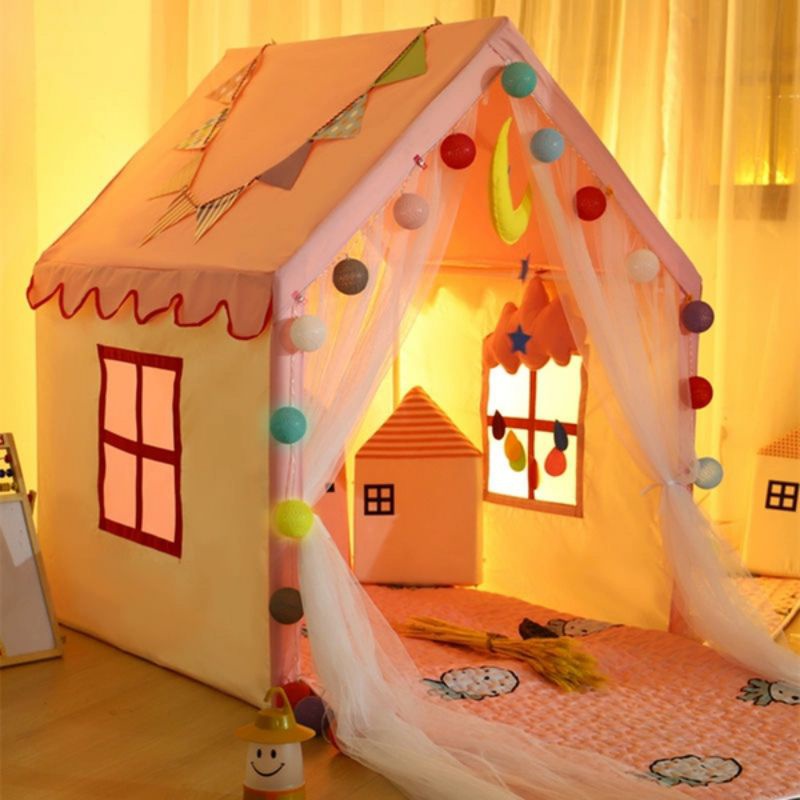 家庭貢西兒童遊戲帳篷城堡大帳篷2021新設計粉色藍色遊戲帳篷牛津公主窗簾