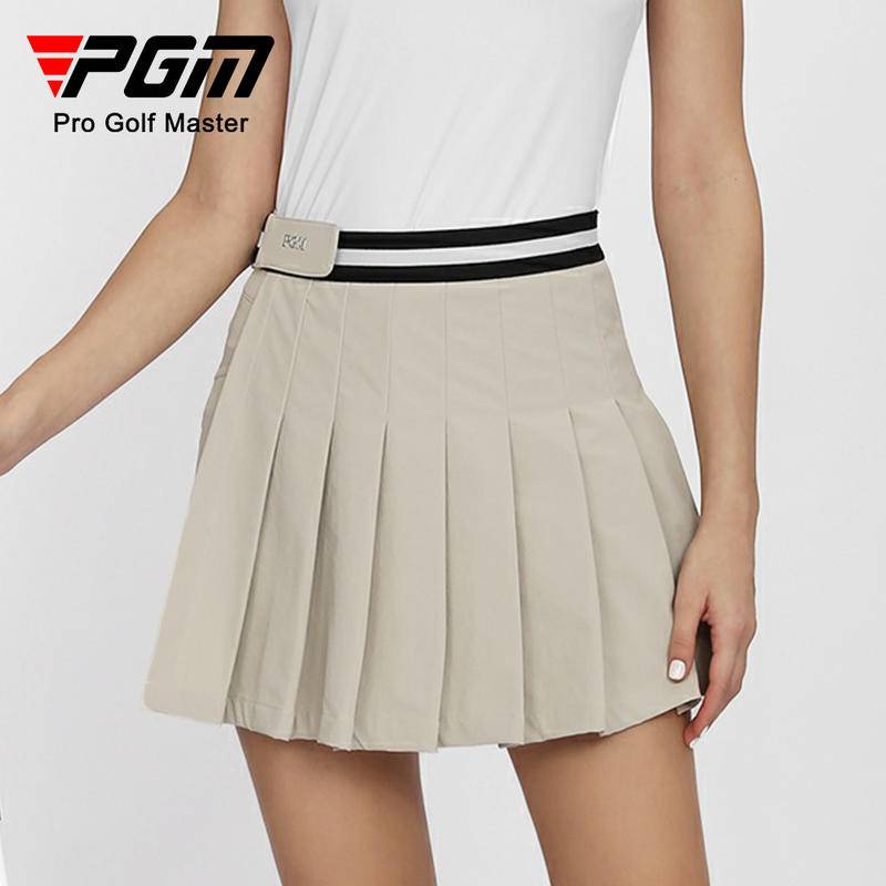 PGM高爾夫裙子新款女裝兩穿運動裙褲半身裙彈力腰帶百褶裙兩件套-免運