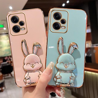 Redmi Note 12 Turbo 3D可愛兔子後備箱手機支架電鍍殼小米紅米Note 11T 12 Pro Plus