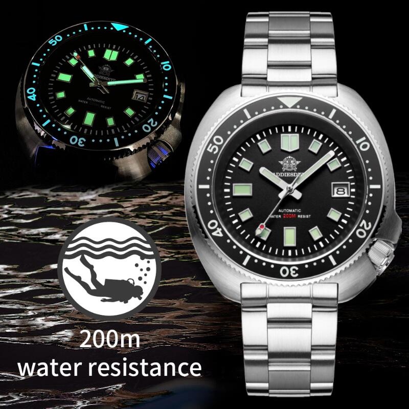 Addiesdive MY-H8v 防水自動手錶男士藍寶石水晶不銹鋼 NH35 自動機械男士手錶 1970 年鮑魚潛水錶