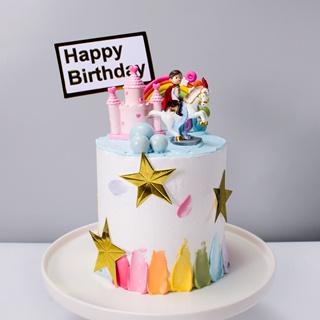 @新品特惠@烘焙蛋糕裝飾 彩虹雲朵星星蛋糕擺件 軟陶橡膠情景蛋糕彩虹插件