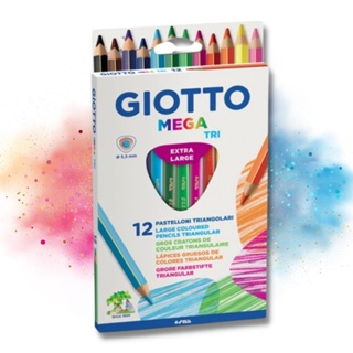 現貨💎義大利 Giotto Mega 粗款三角彩色鉛筆 5.5mm 12色 兒童 畫畫 美術 美勞 鉛筆 畫圖 附發票