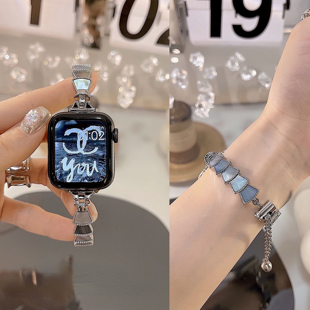 【S9錶帶 免運】Apple Watch錶帶 iWatch錶帶 小香風金屬手鏈錶帶 女士錶帶 適用於蘋果手錶