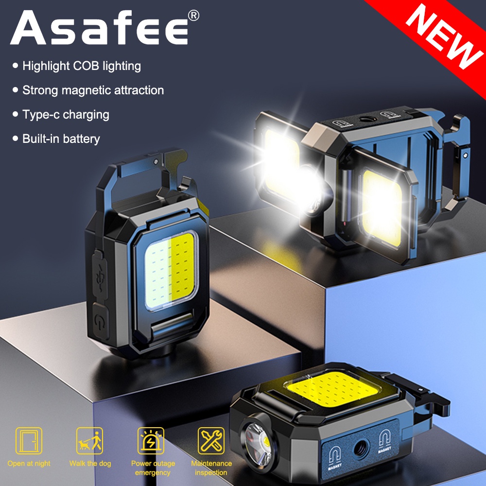 Asafee J031PLUS COB LED+XPE LED mini 超亮按鍵燈便攜工作燈 4檔按壓開關內置電池 T