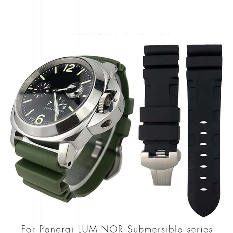 PANERAI 橡膠錶帶 24 毫米 26 毫米矽膠錶帶適合沛納海潛水燈 PAM 綠色藍色防水錶鍊