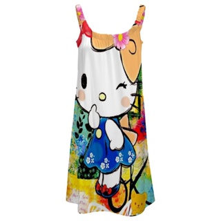 Harajuku 洋裝連衣裙 Hello Kitty 3D 打印連衣裙睡裙