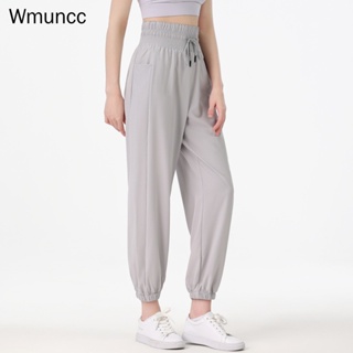 Wmuncc 休閒運動褲女束腳寬鬆大口袋瑜伽健身長褲速乾透氣跑步舞蹈