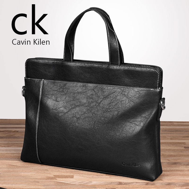 [正品]CK手提包男士手拿真皮牛皮時尚軟皮包包辦公包商務公文包正品男包 A3XM