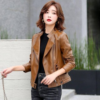 真皮皮衣女士短款修身小外套春秋季2024新款矮個子機車皮夾克 真皮外套冬季外套 防風外套 防寒外套 皮衣外套 羊皮外套