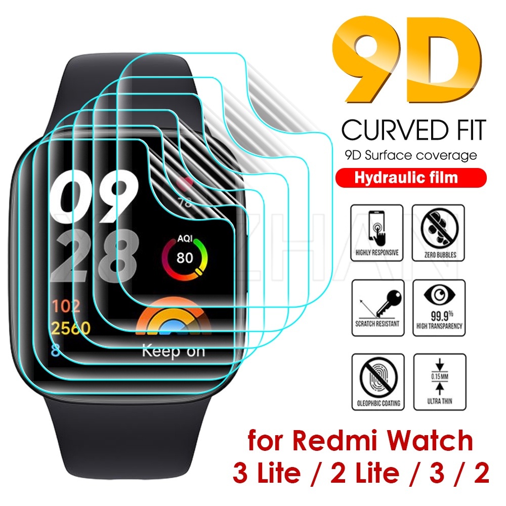 1 件軟觸摸屏保護膜 / 水凝膠膜兼容 Redmi Watch 2/3Lite 3 / TPU 曲面智能手錶保護膜 /
