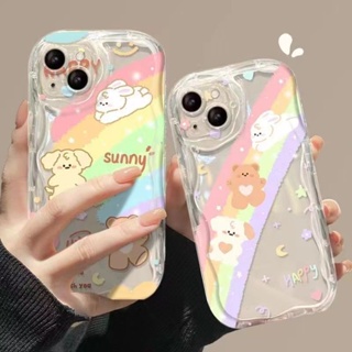 Sunny Rainbow Bunny Bear 手機殼適用於 iPhone 15 11 14 Pro 12 13 Mi